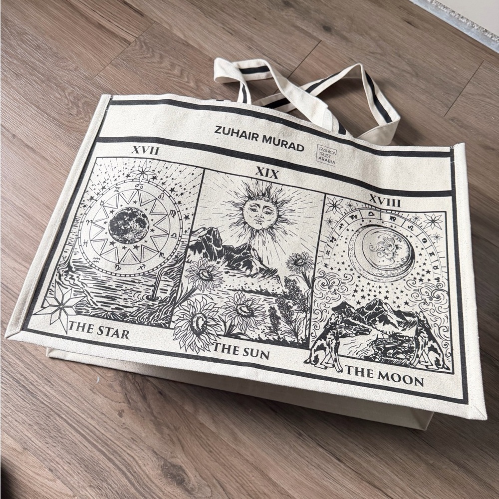 Zuhair Murad Beige and Black Canvas Tote